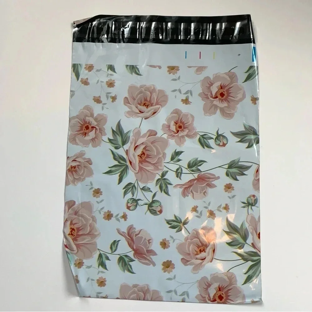 60 poly bag mailers shipping floral thank you variety print self seal 10x13”